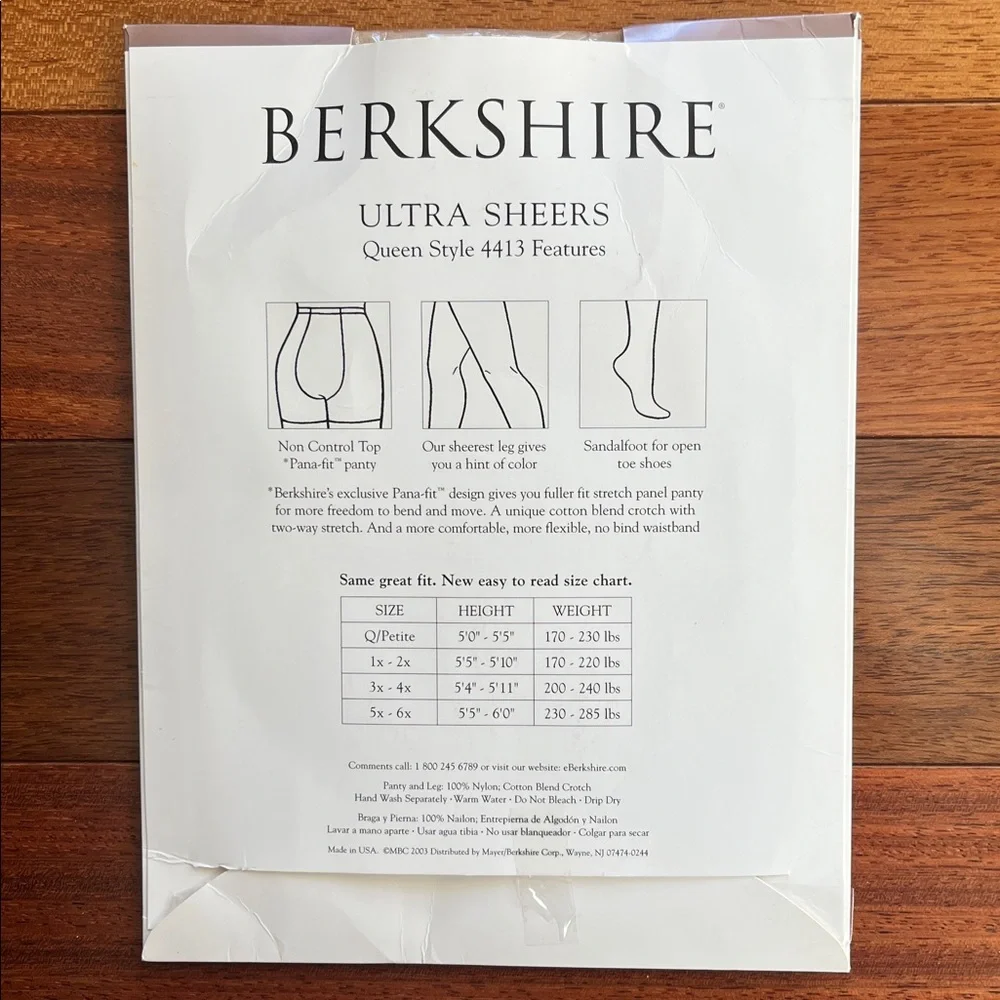 Berkshire Ultra Sheer Nude Non-Control Top Sandalfoot Queen 4413 Pantyhose 1x-2x